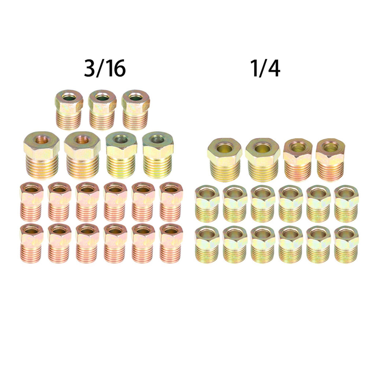 Fit For Inverted Flares on 3/16 and 1/4 Tube Brake Line Fitting Kit Zinc Coated Lab Work Auto