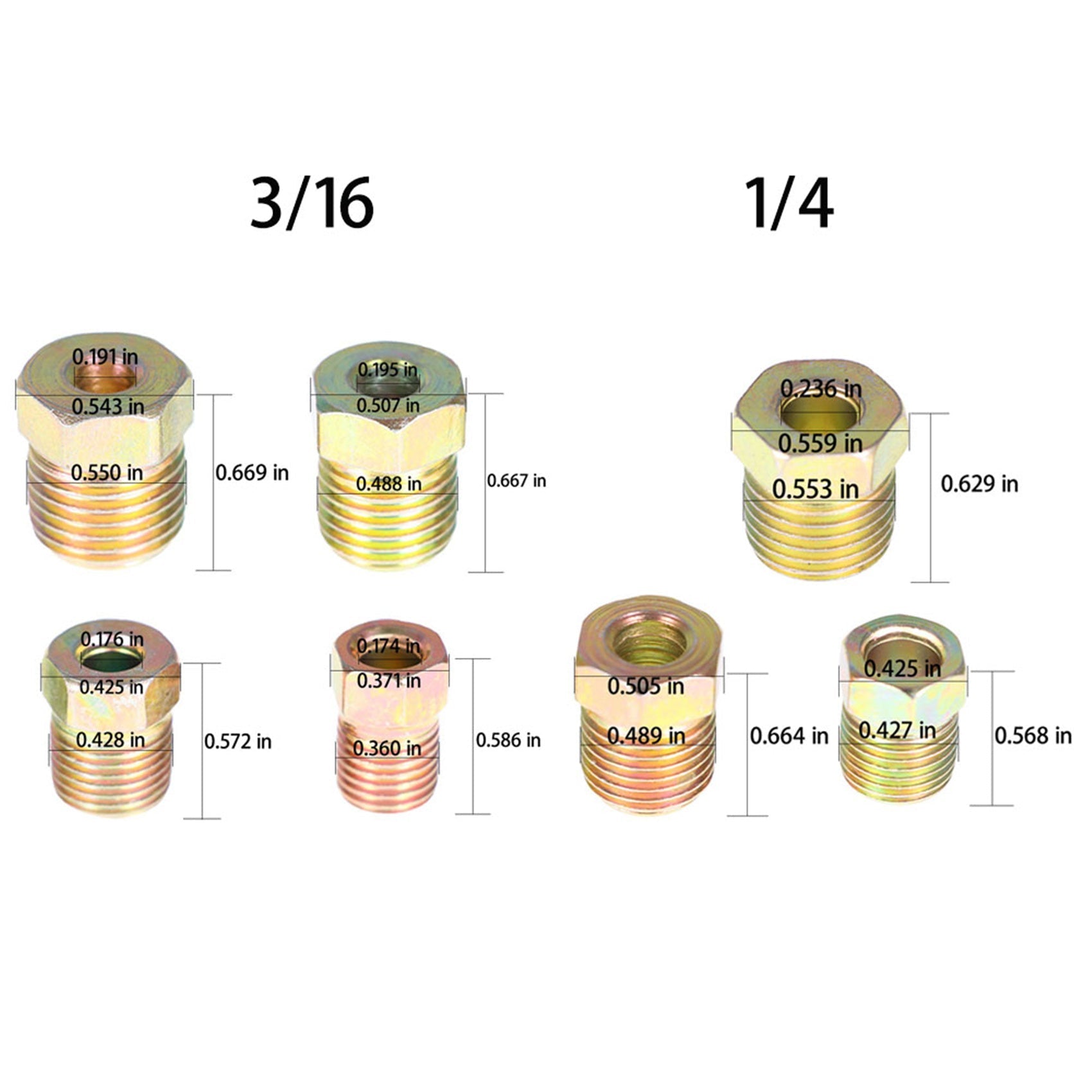 Fit For Inverted Flares on 3/16 and 1/4 Tube Brake Line Fitting Kit Zinc Coated Lab Work Auto