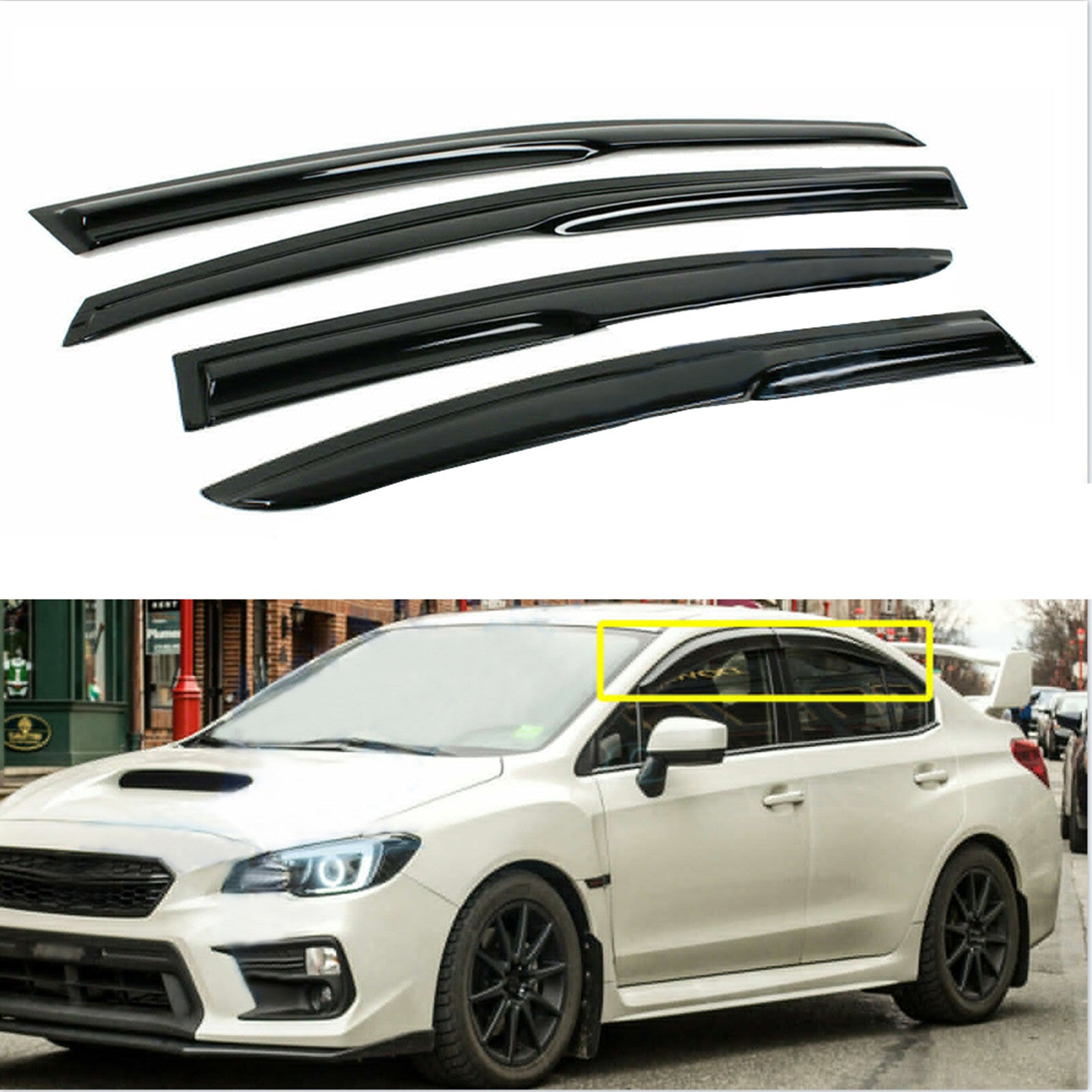 Fit For Subaru WRX STI 2015 2016 2017 2018 Window Visors Vent Deflectors 4Pc Set Lab Work Auto