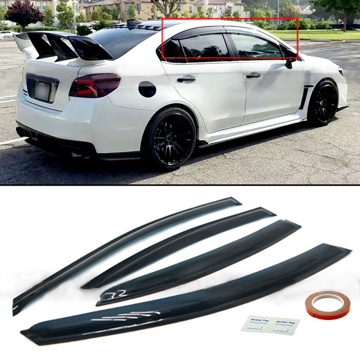 Fit For Subaru WRX STI 2015 2016 2017 2018 Window Visors Vent Deflectors 4Pc Set Lab Work Auto