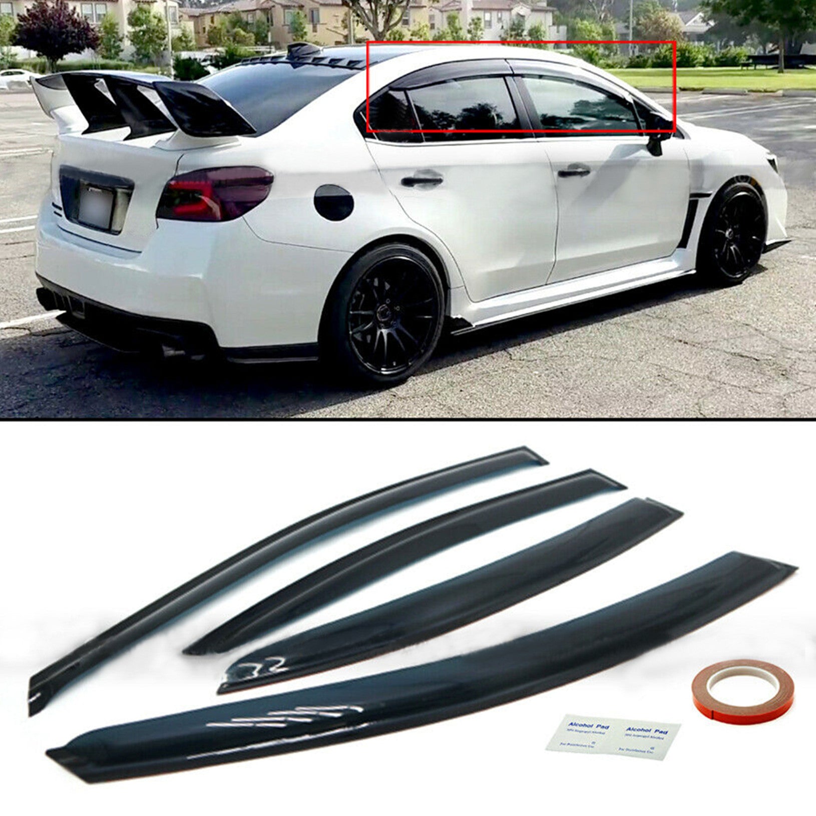 Fit For Subaru WRX STI 2015 2016 2017 2018 Window Visors Vent Deflectors 4Pc Set Lab Work Auto