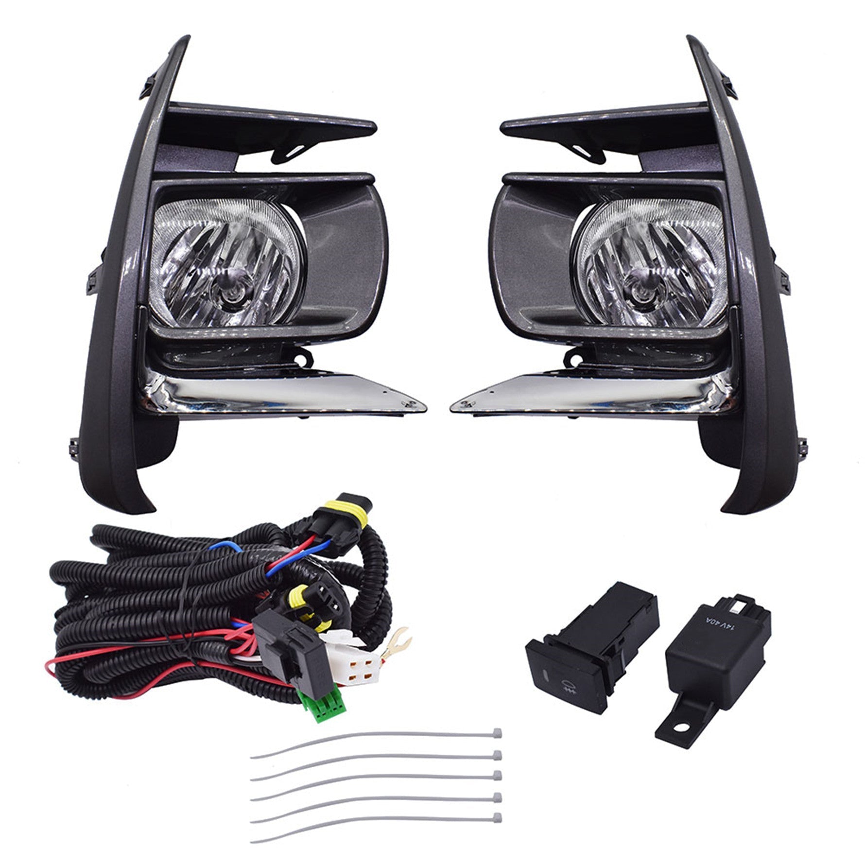 Fog Light Kit For 2018-2019 Toyota Sienna Switch Bulbs Bezel Wire Harness Black Lab Work Auto