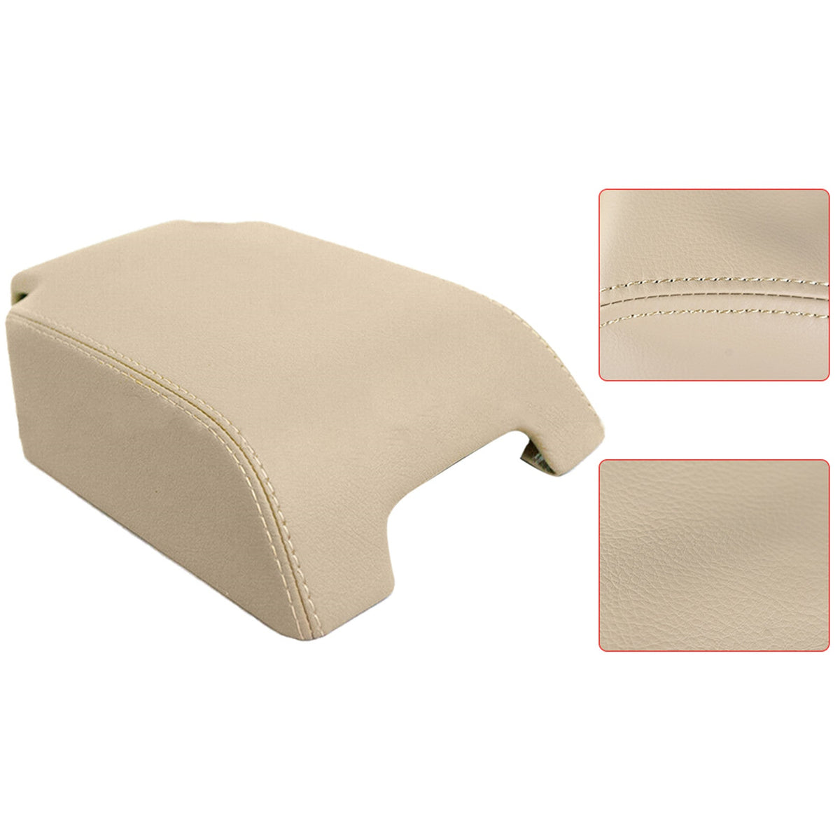 For 06-13 Range Rover Sport Beige Leather Center Console Lid Armrest Cover Skin Lab Work Auto