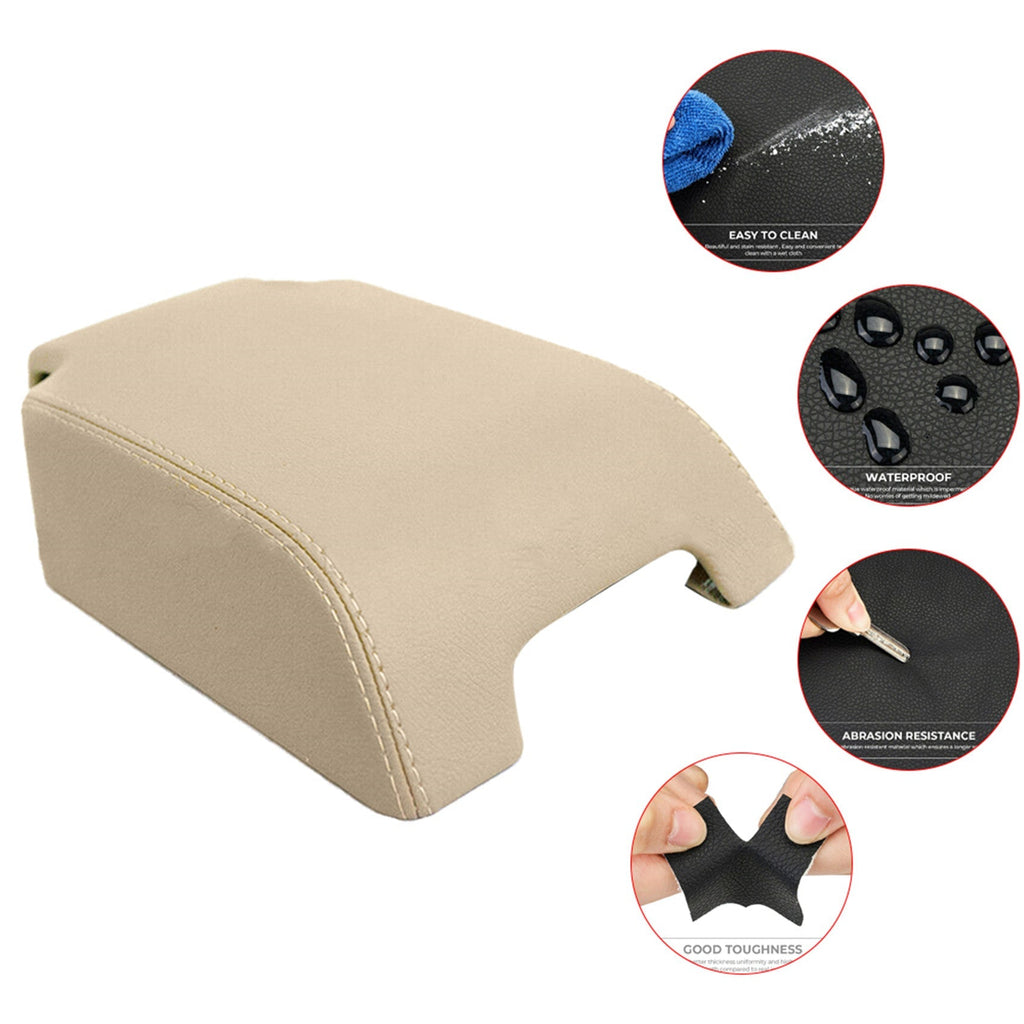 For 06-13 Range Rover Sport Beige Leather Center Console Lid Armrest Cover Skin Lab Work Auto