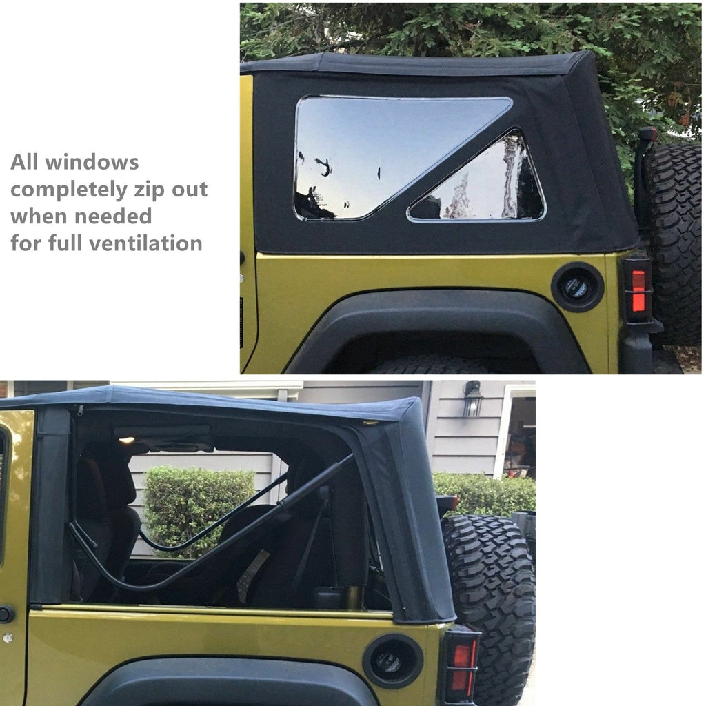 For 10-18 Jeep Wrangler 2 Door Premium Replacement Soft Top Tinted Windows Lab Work Auto