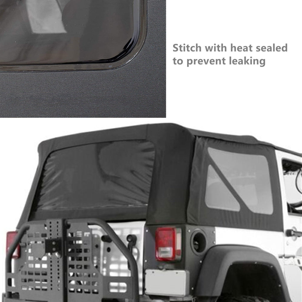 For 10-18 Jeep Wrangler 2 Door Premium Replacement Soft Top Tinted Windows Lab Work Auto
