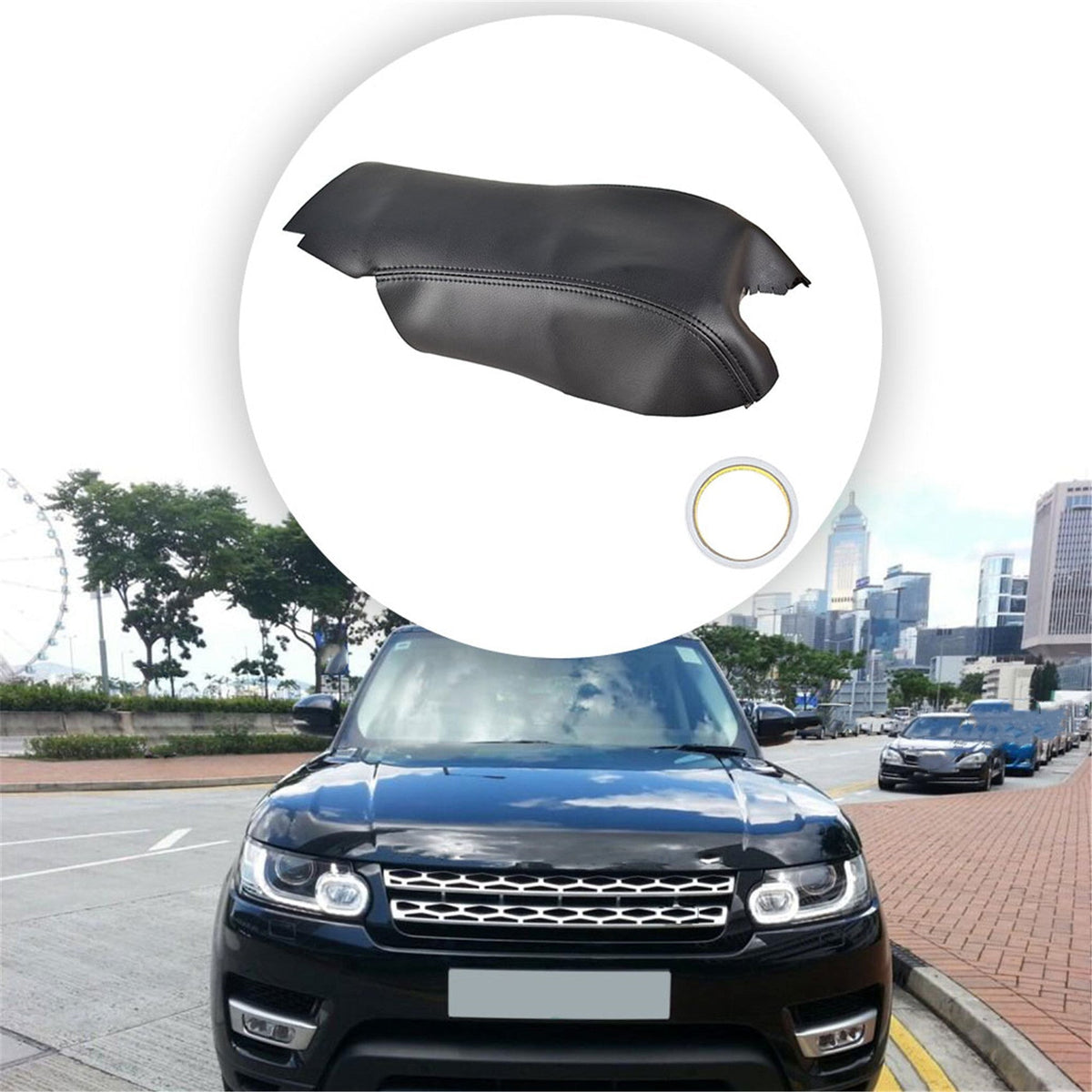 For 2006-2013 Range Rover Sport Black Leather Center Console Lid Armrest Cover Lab Work Auto