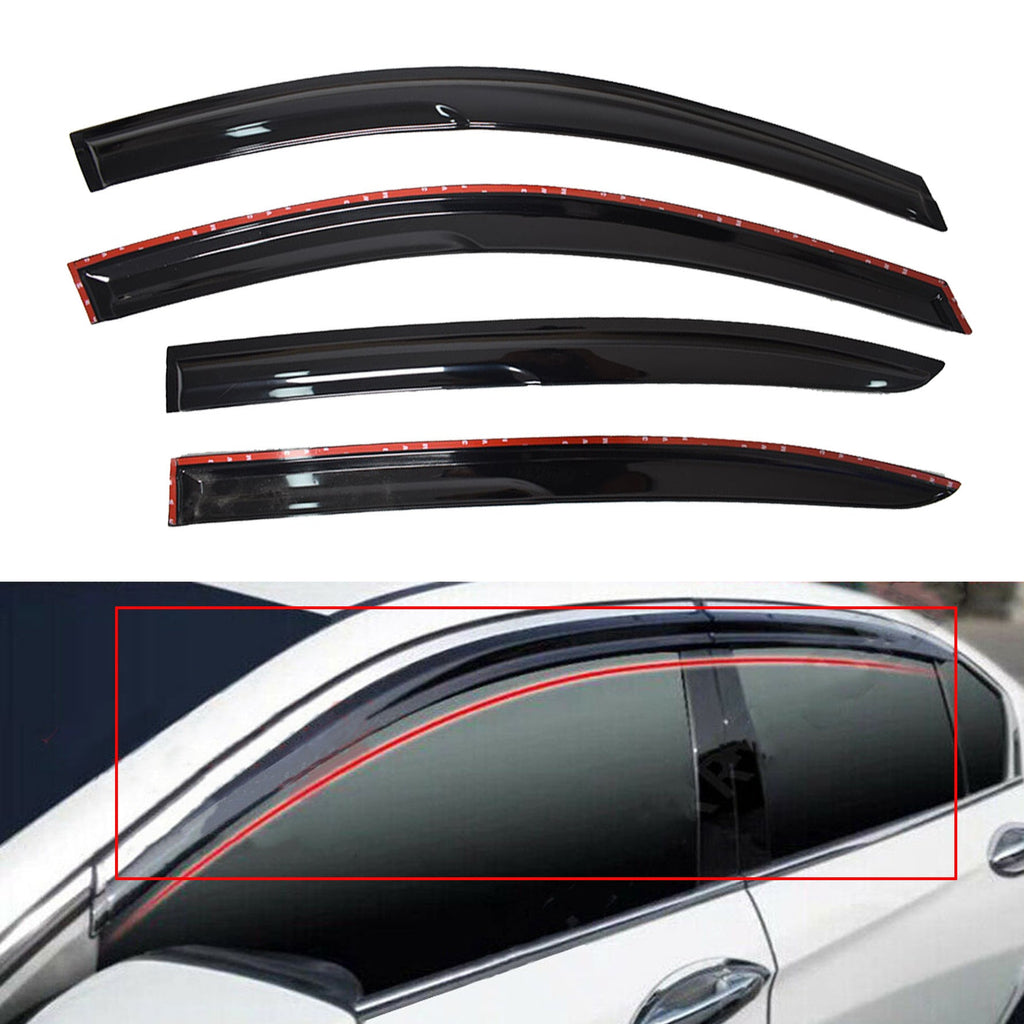 For 2008-2012 Honda Accord 4Door Sedan 3D Wavy Window Visor Gear 4pcs Lab Work Auto