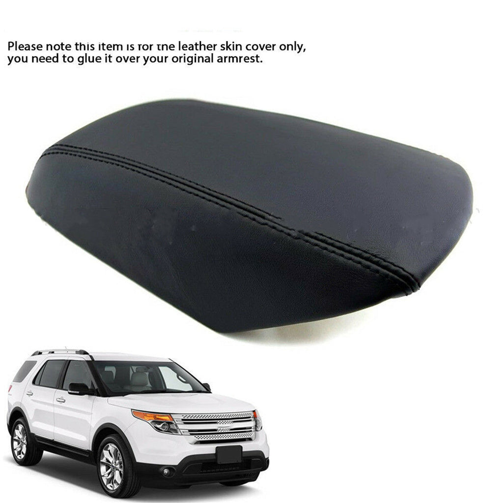 For 2011-2018 Ford Explorer Leather Black Center Console Lid Armrest Cover Skin Lab Work Auto