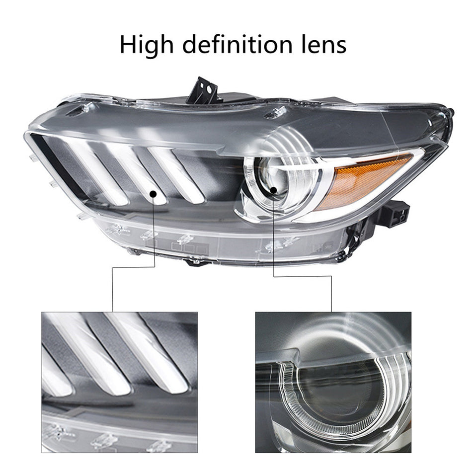 For 2015-2017 Ford Mustang HID/Xenon LED Tube Projector Headlight FO2518124 Lab Work Auto