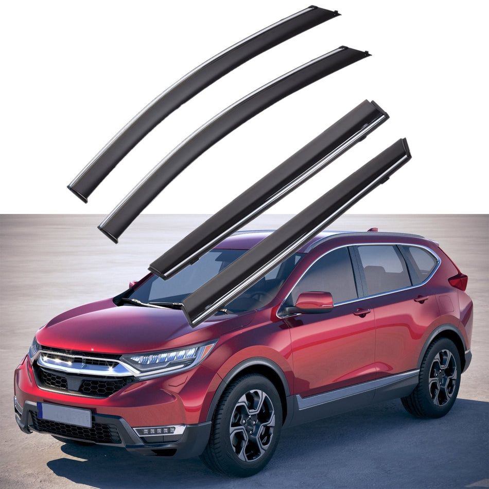 For 2017-2020 Honda  CRV CR-V Type Chrome Trim Window Visor Rain Guard Deflector Lab Work Auto