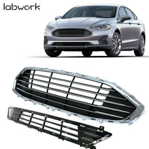 For 2019-2020 Ford Fusion Factory Style Chrome Front Bumper Upper & Lower Grille Lab Work Auto
