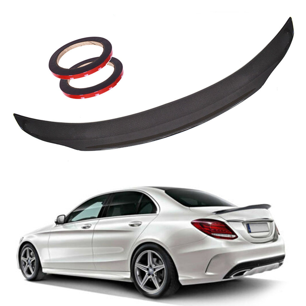 For Benz W205 C63 AMG 2015-19 Real Carbon Fiber High Kick Trunk Lid Spoiler Wing Lab Work Auto