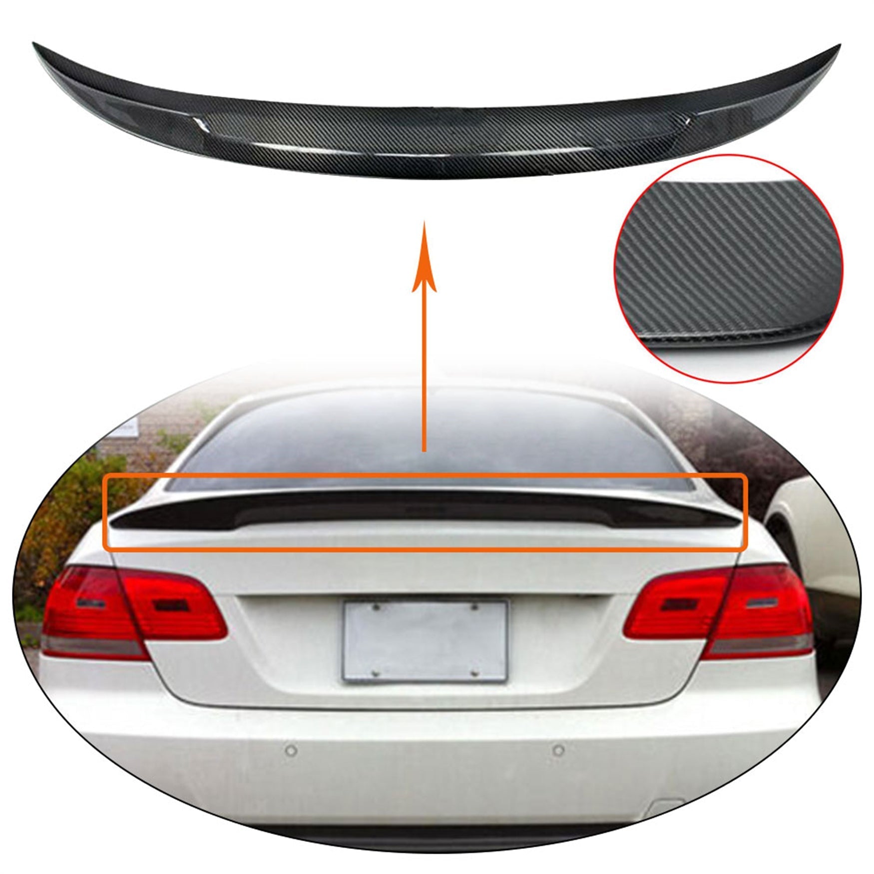 For Bmw 06-12 E93 M3 2dr Coupe Convertible Trunk Spoiler Wing Carbon Fiber Lab Work Auto