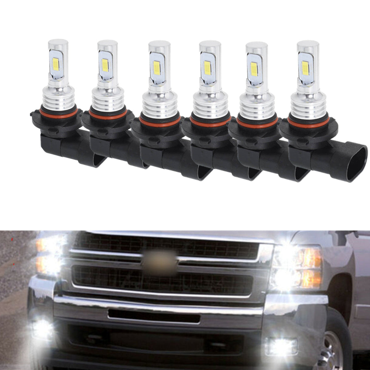 For Chevy Silverado 1500 2500 HD 2004-2006 LED Headlight Fog Light Bulbs 3 Pair Lab Work Auto