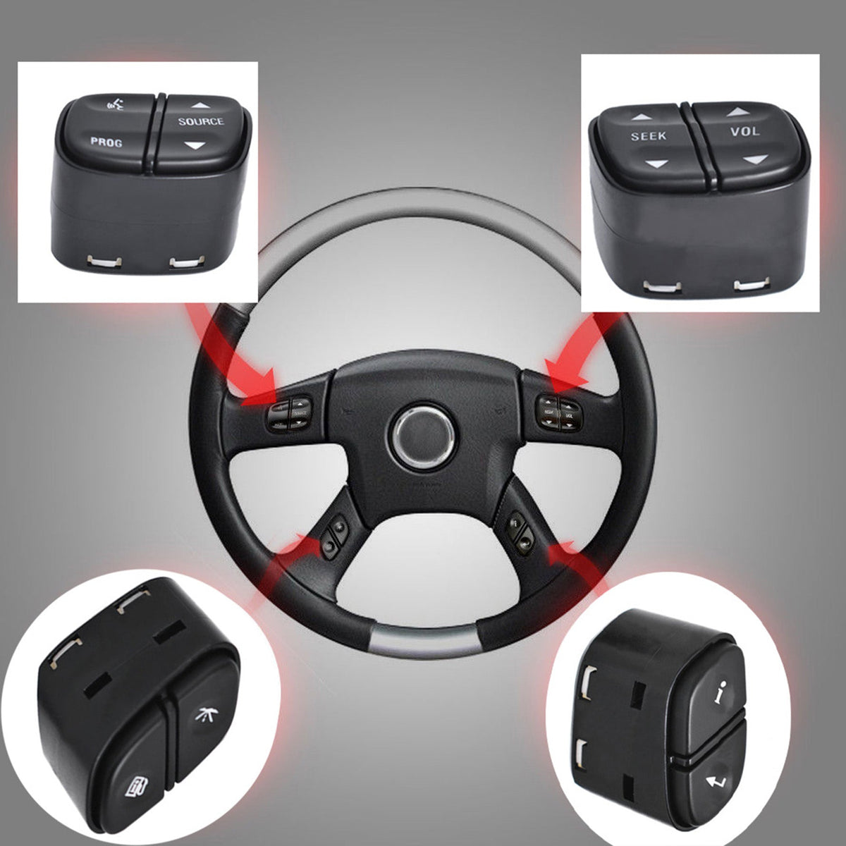 For GMC Chevrolet Yukon 21997738 Steering Wheel Radio Volume Control Switch Set Lab Work Auto