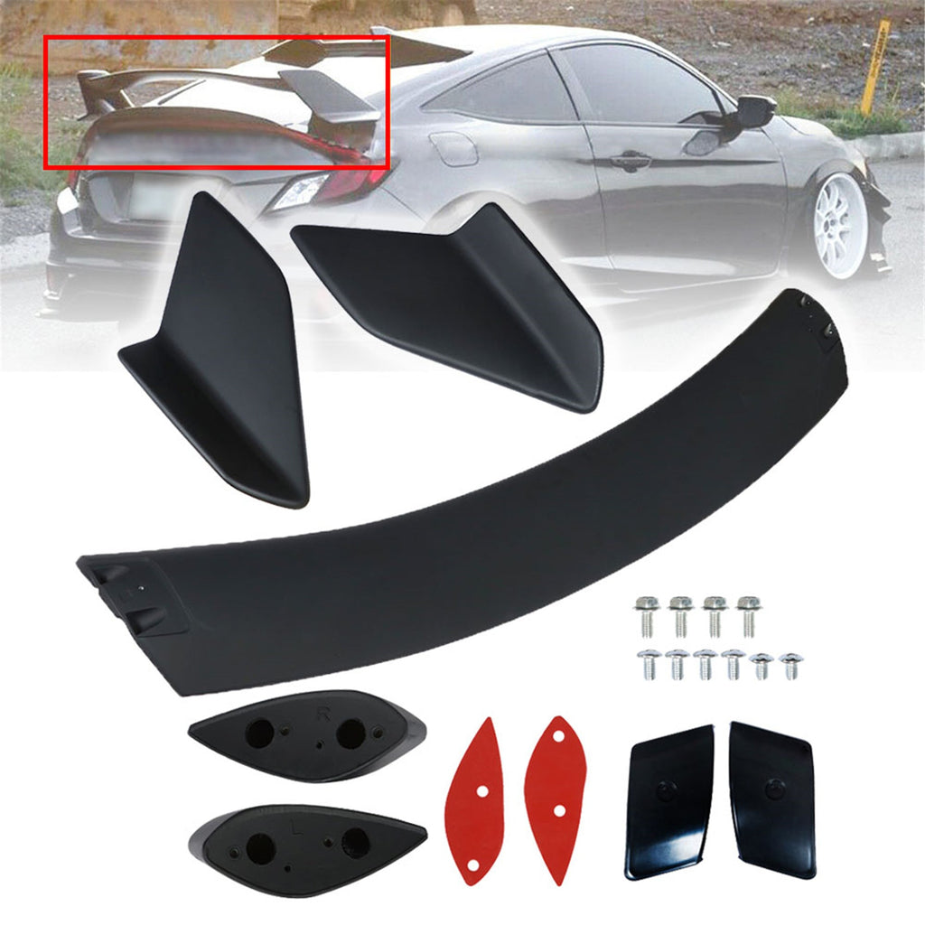 For Honda 2016-19 Civic 10th X 2dr Coupe Type R Matte Black Trunk Wing Spoiler Lab Work Auto