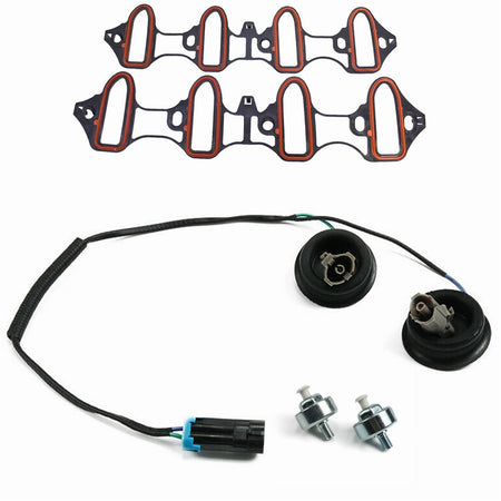 For Silverado Sierra  Intake Manifold Gasket Kit Knock Sensor Harness Set 5pc Lab Work Auto