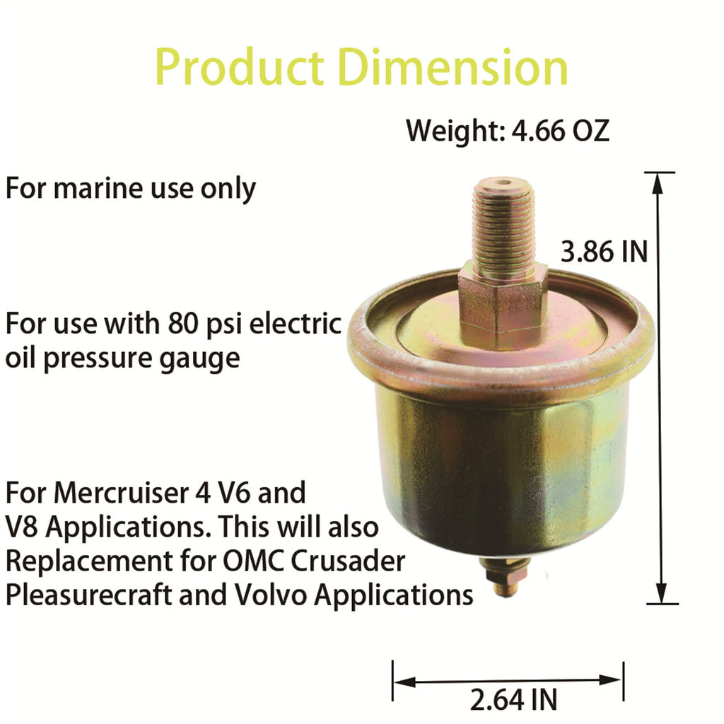 For Volvo Penta Mercruiser Oil Pressure Sender Sensor Sending Unit 3.0 4.3 5.0L Lab Work Auto