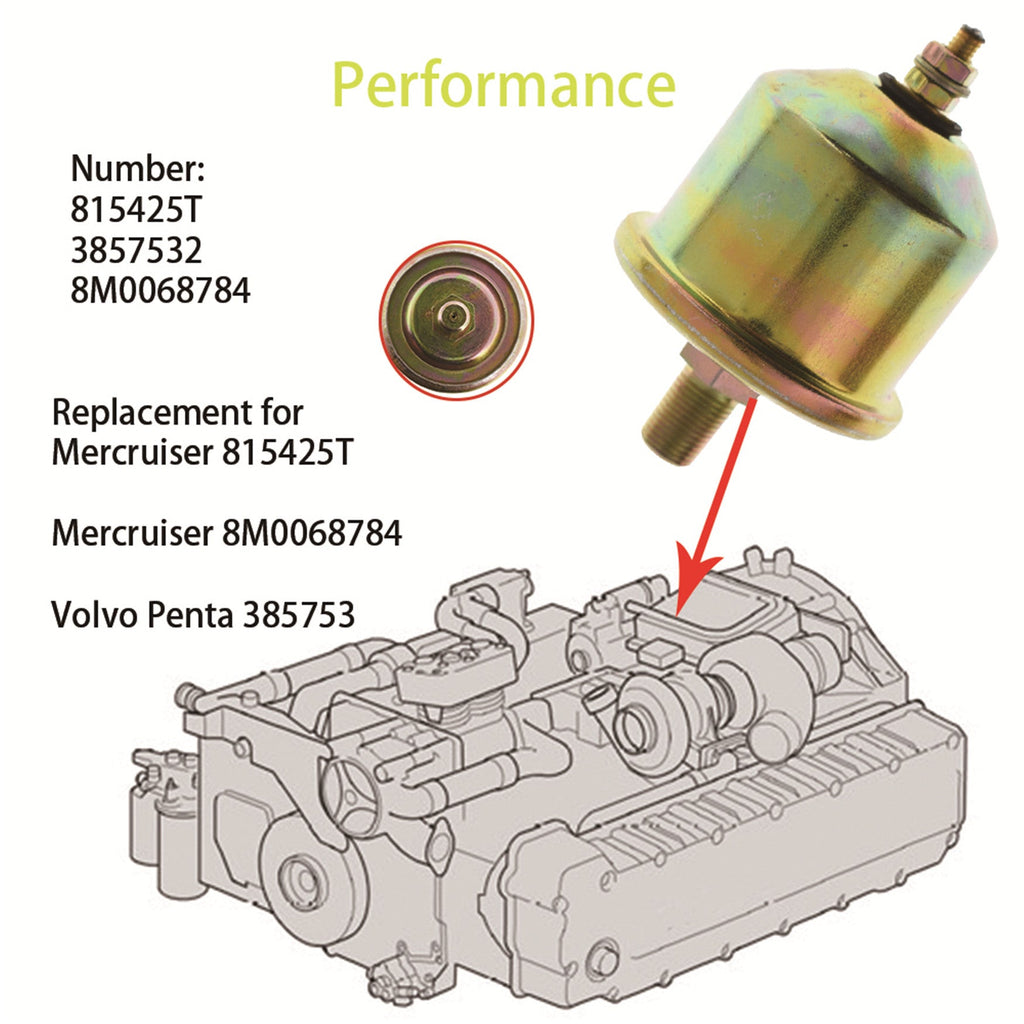 For Volvo Penta Mercruiser Oil Pressure Sender Sensor Sending Unit 3.0 4.3 5.0L Lab Work Auto