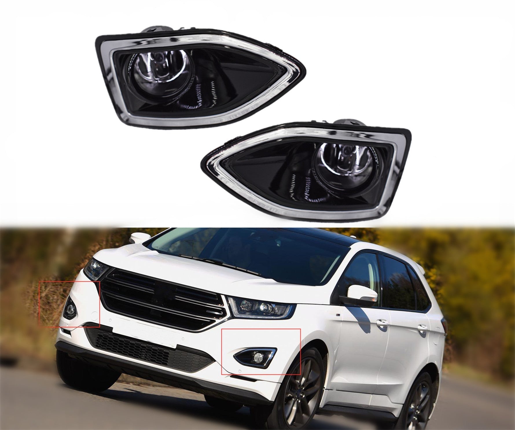 Front Bumper Bezel Fog Lights Lamps Harness Switch Kit For Ford Edge 2015-2018 Lab Work Auto