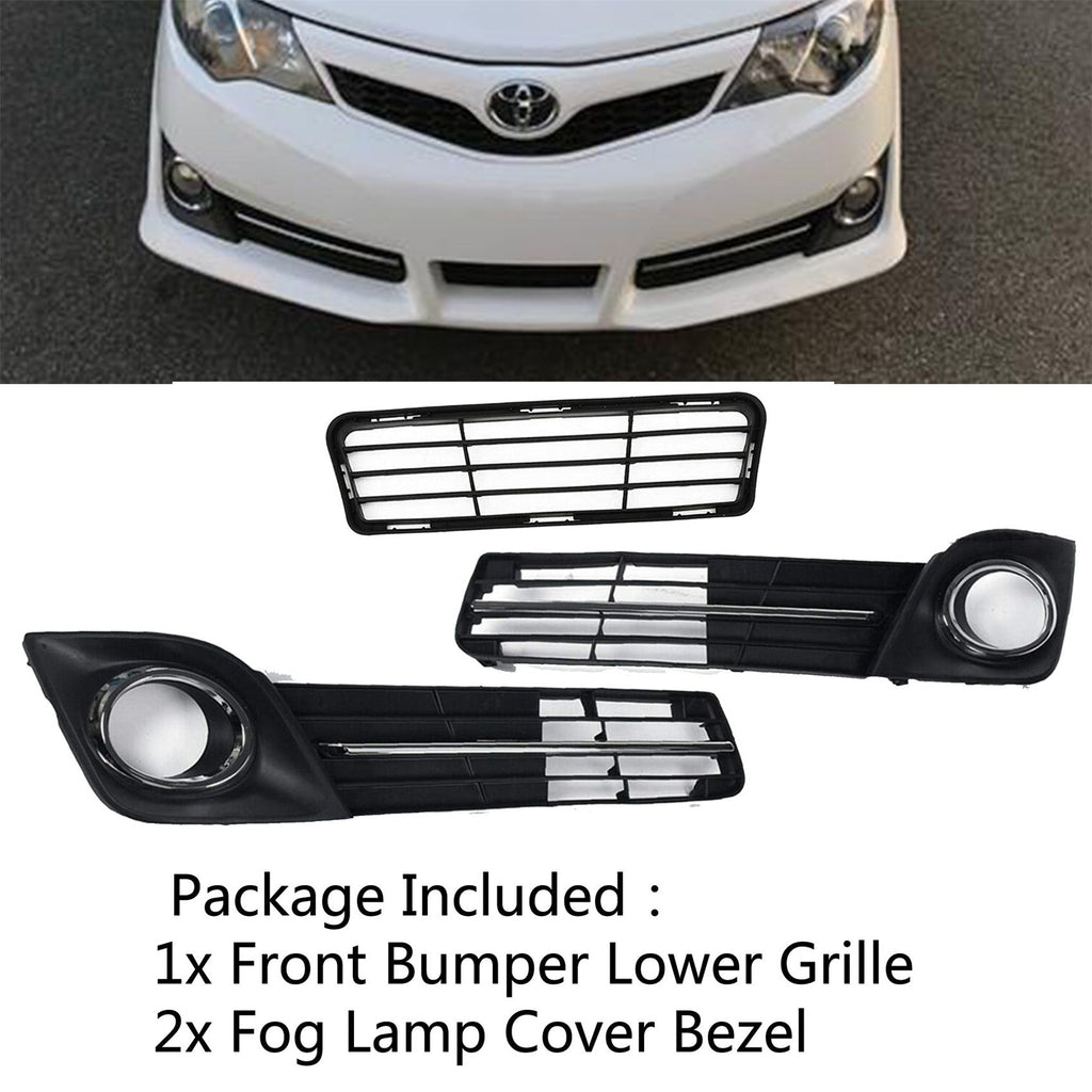 Front Bumper Lower Grille Fog Lamp Cover Bezel Fit For 2012-2014 Toyota Camry SE Lab Work Auto