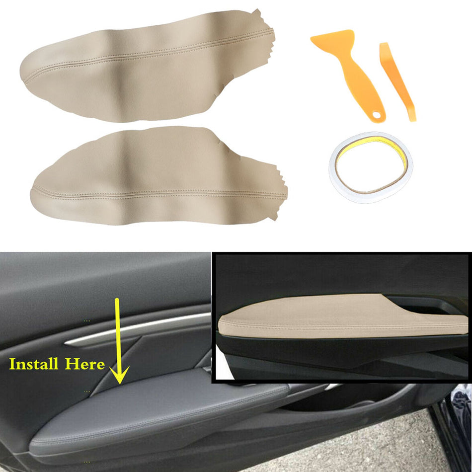 Front Door Panels Beige Leather Armrest Cover For Honda Accord 2008-2012 Coupe Lab Work Auto