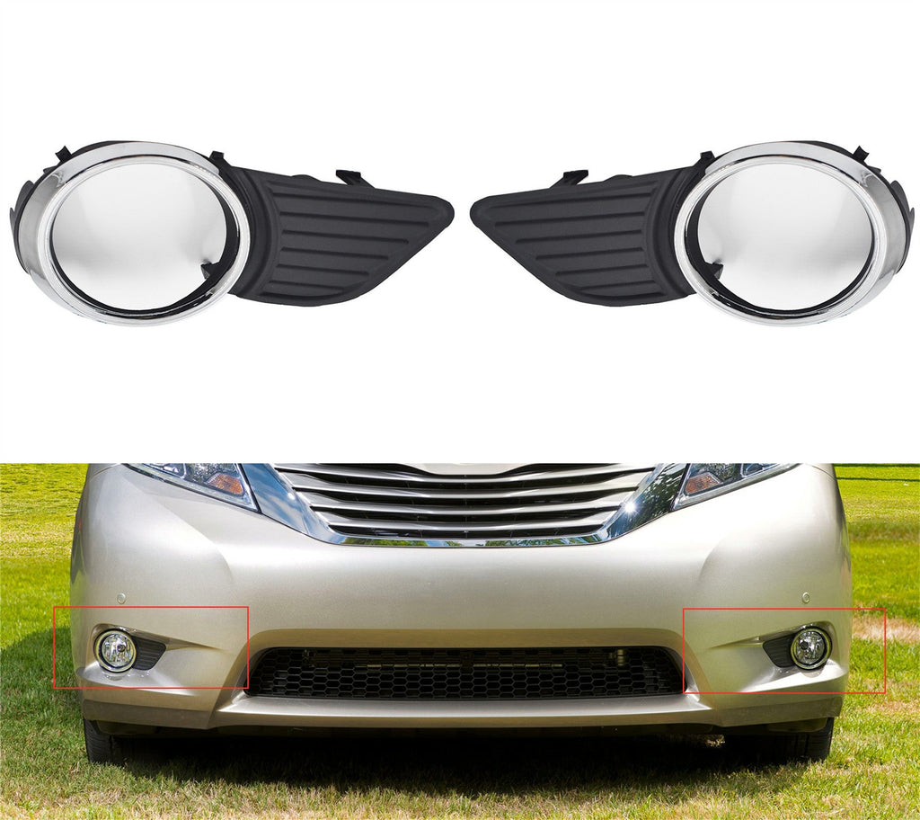 Front Fog Light Lamps Frame Cover Trim For 2011-2015 Toyota Sienna XLE LE New - Lab Work Auto