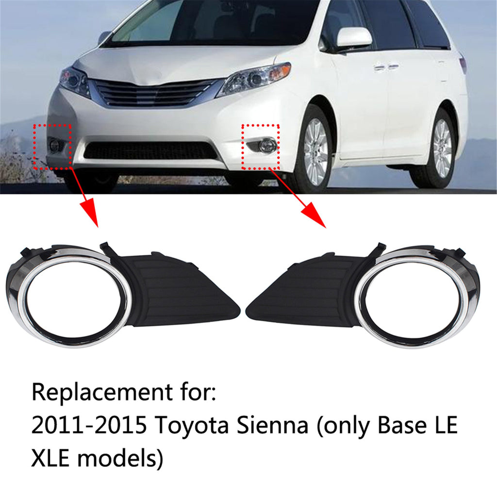 Front Fog Light Lamps Frame Cover Trim For 2011-2015 Toyota Sienna XLE LE New - Lab Work Auto