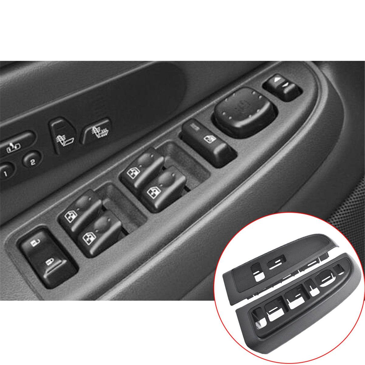 Front Window Switch Trim Bezel Fit For 2003-2007 Silverado Sierra Dark Gray - Lab Work Auto