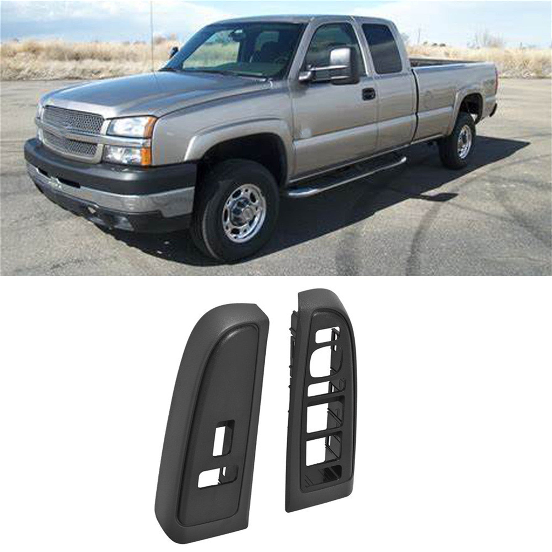 Front Window Switch Trim Bezel Fit For 2003-2007 Silverado Sierra Dark Gray - Lab Work Auto