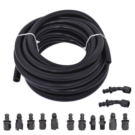 Fuel Filter/Pressure Regulator and 6AN 25 Feet Fuel Injection Line Install Kit with 13pcs Push Lock Swivel Fitting Hose Ends Kit Replacement for LS Lab Work Auto