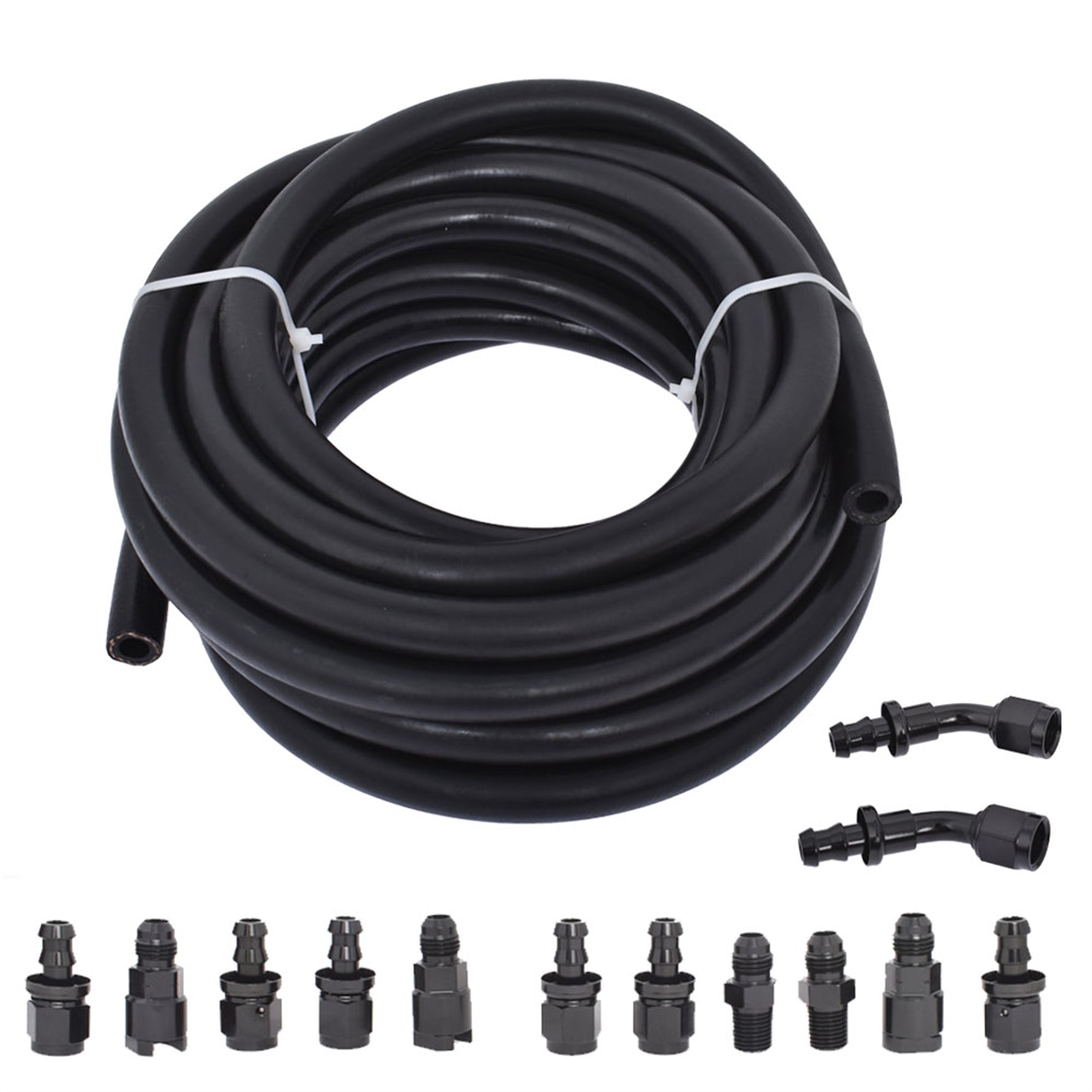 Fuel Filter/Pressure Regulator and 6AN 25 Feet Fuel Injection Line Install Kit with 13pcs Push Lock Swivel Fitting Hose Ends Kit Replacement for LS Lab Work Auto