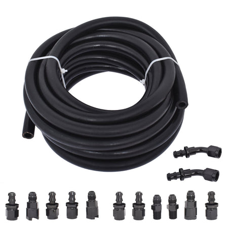 Fuel Filter/Pressure Regulator and 6AN 25 Feet Fuel Injection Line Install Kit with 13pcs Push Lock Swivel Fitting Hose Ends Kit Replacement for LS Lab Work Auto