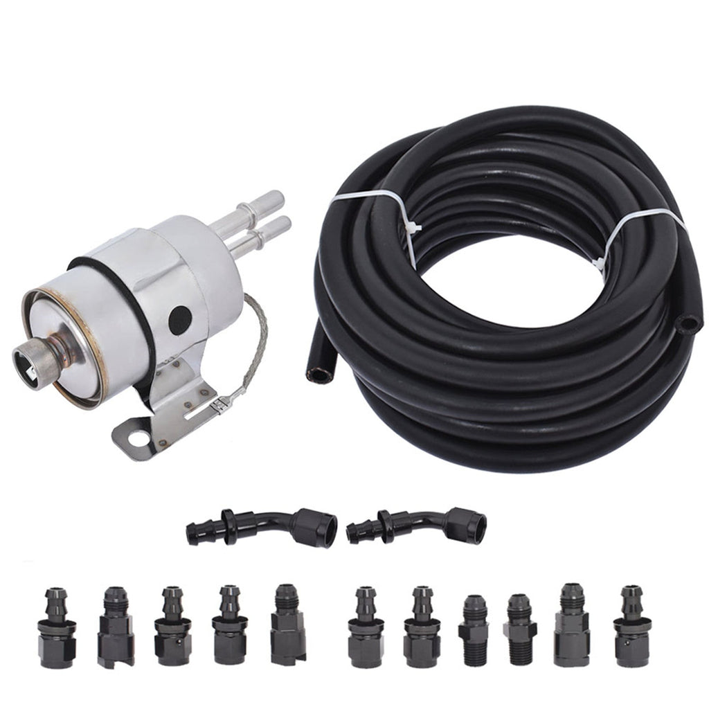 Fuel Filter/Pressure Regulator and 6AN 25 Feet Fuel Injection Line Install Kit with 13pcs Push Lock Swivel Fitting Hose Ends Kit Replacement for LS Lab Work Auto