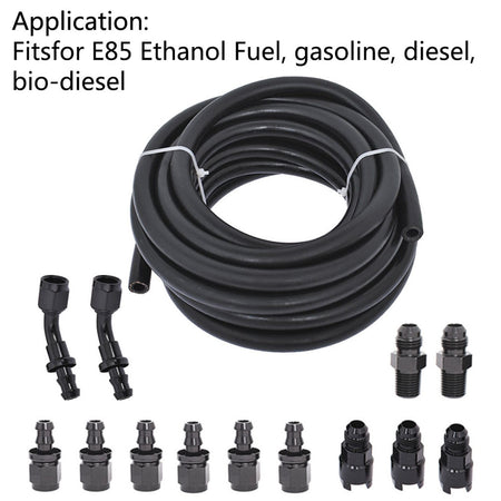 Fuel Filter/Pressure Regulator and 6AN 25 Feet Fuel Injection Line Install Kit with 13pcs Push Lock Swivel Fitting Hose Ends Kit Replacement for LS Lab Work Auto