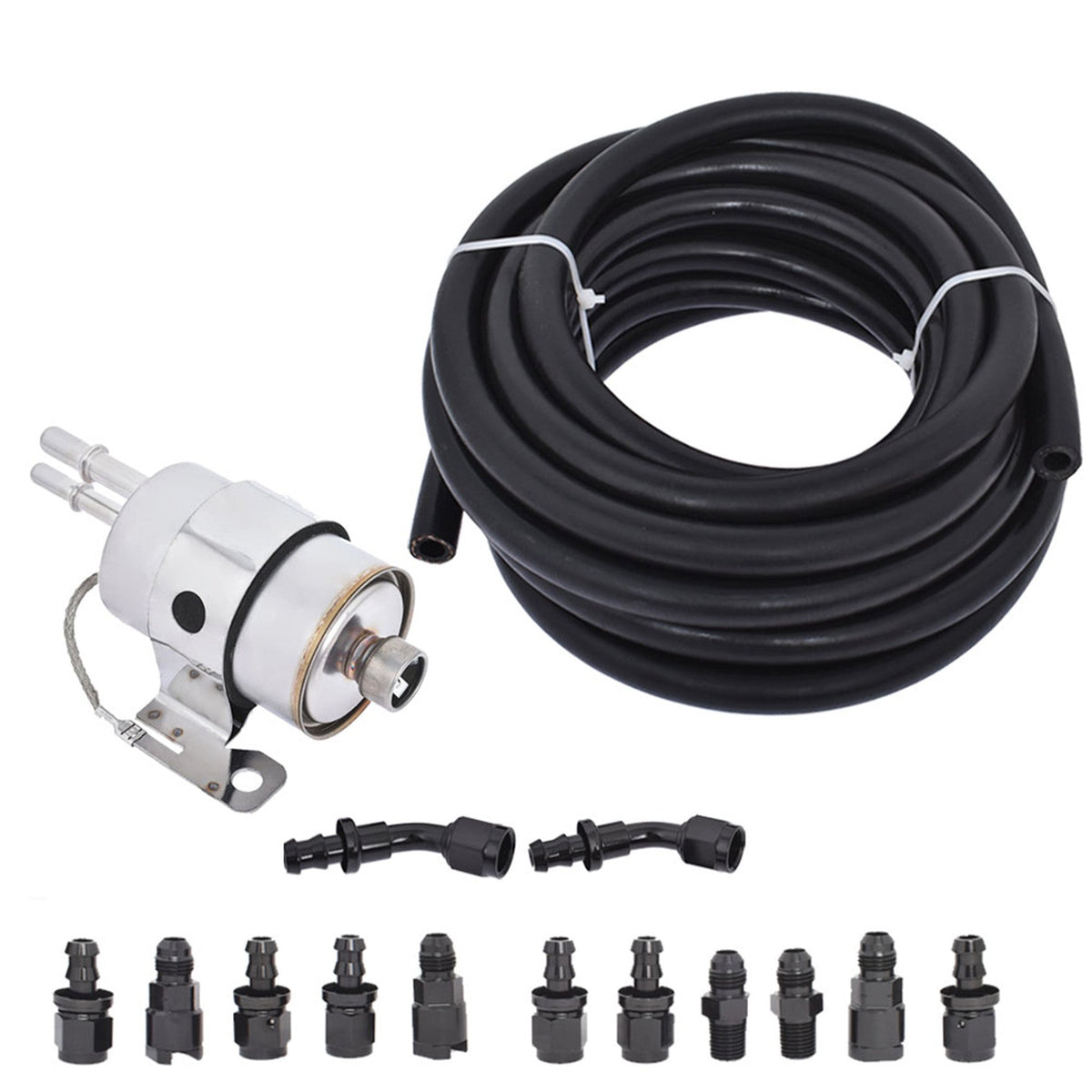 Fuel Filter/Pressure Regulator and 6AN 25 Feet Fuel Injection Line Install Kit with 13pcs Push Lock Swivel Fitting Hose Ends Kit Replacement for LS Lab Work Auto
