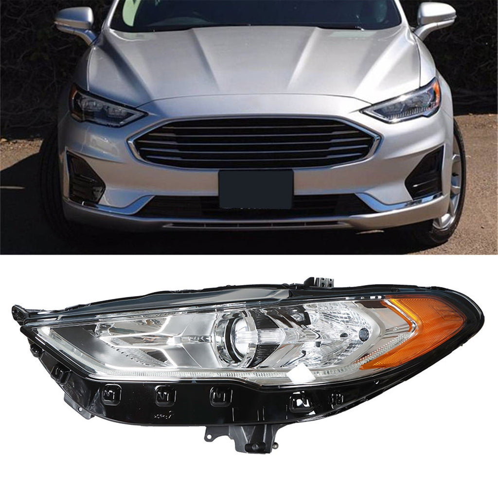 Halogen Headlamp For 2017-2019 Ford Fusion Driver Left Chrome Housing FO2502350 Lab Work Auto
