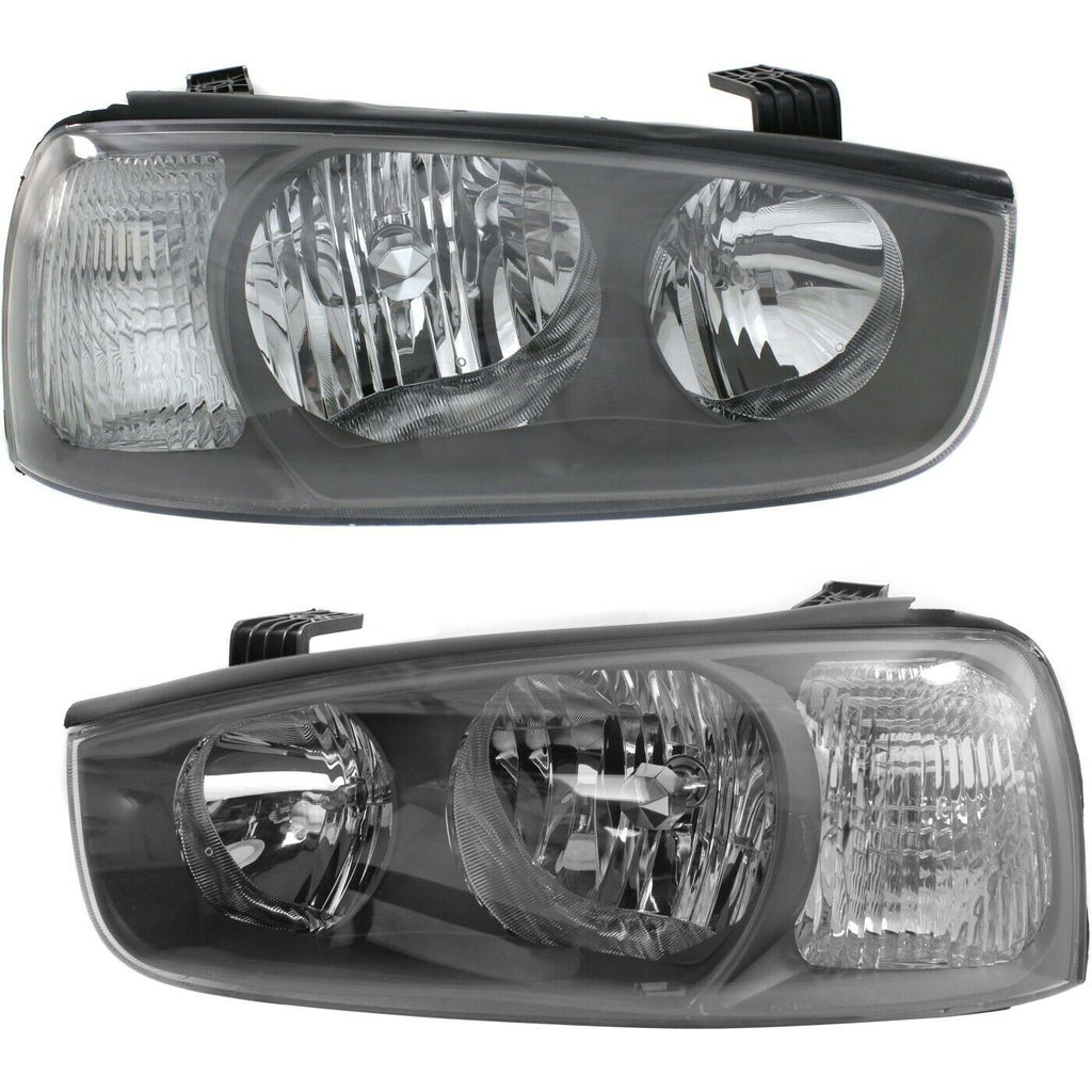 Halogen Headlight Left&Right Pair Clear Lens Black For Hyundai Elantra 2001-2003 Lab Work Auto