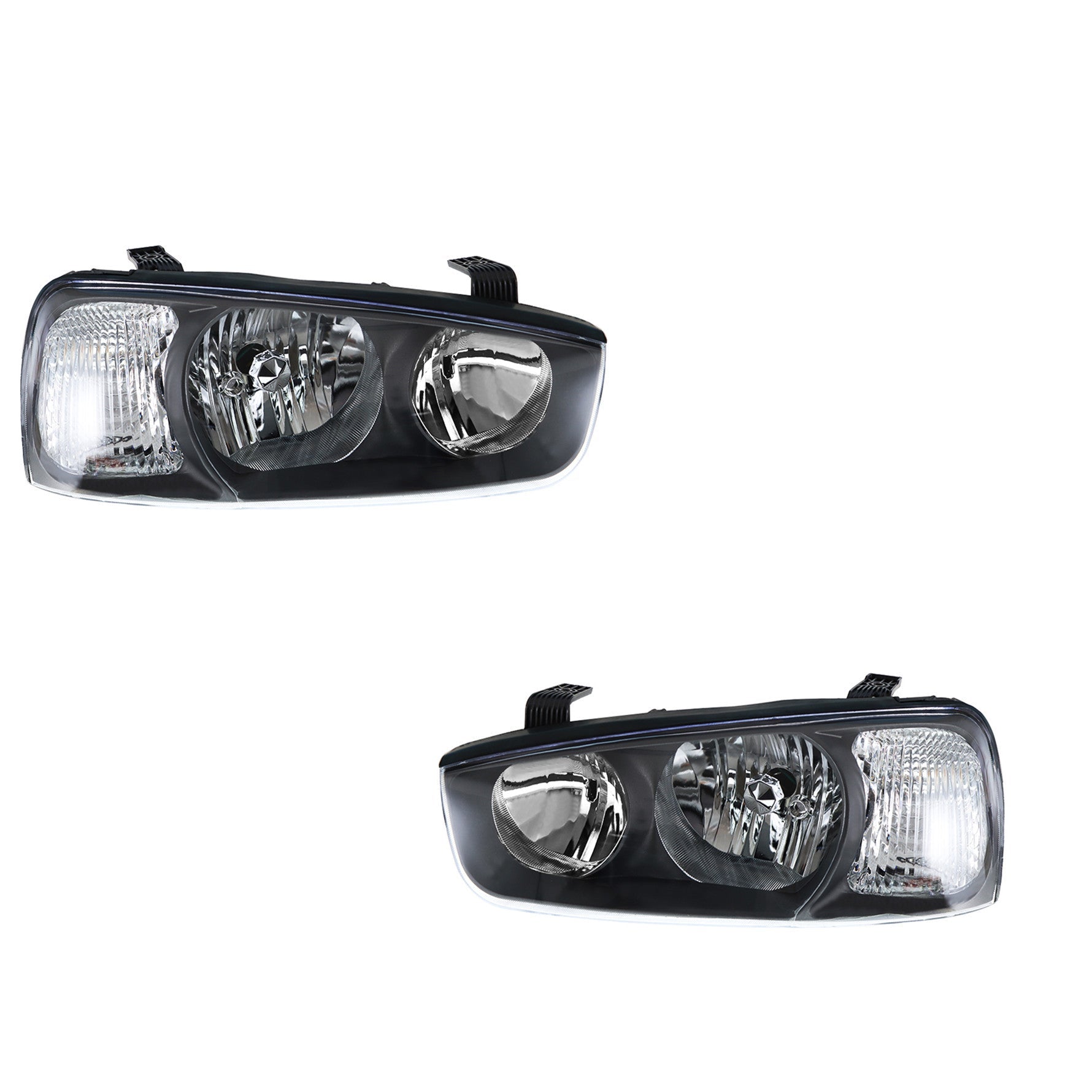 Halogen Headlight Left&Right Pair Clear Lens Black For Hyundai Elantra 2001-2003 Lab Work Auto