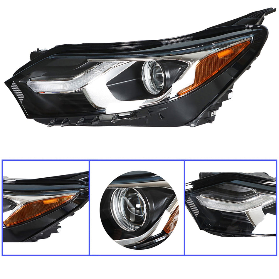 Headlamp For 2018-2019 Chevrolet Equinox Black Housing Halogen Headlight Driver Lab Work Auto