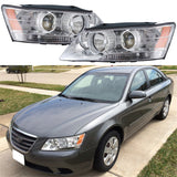 Headlamps Fit For 2009-10 Hyundai Sonata Chrome Housing Halogen Headlight LH&RH