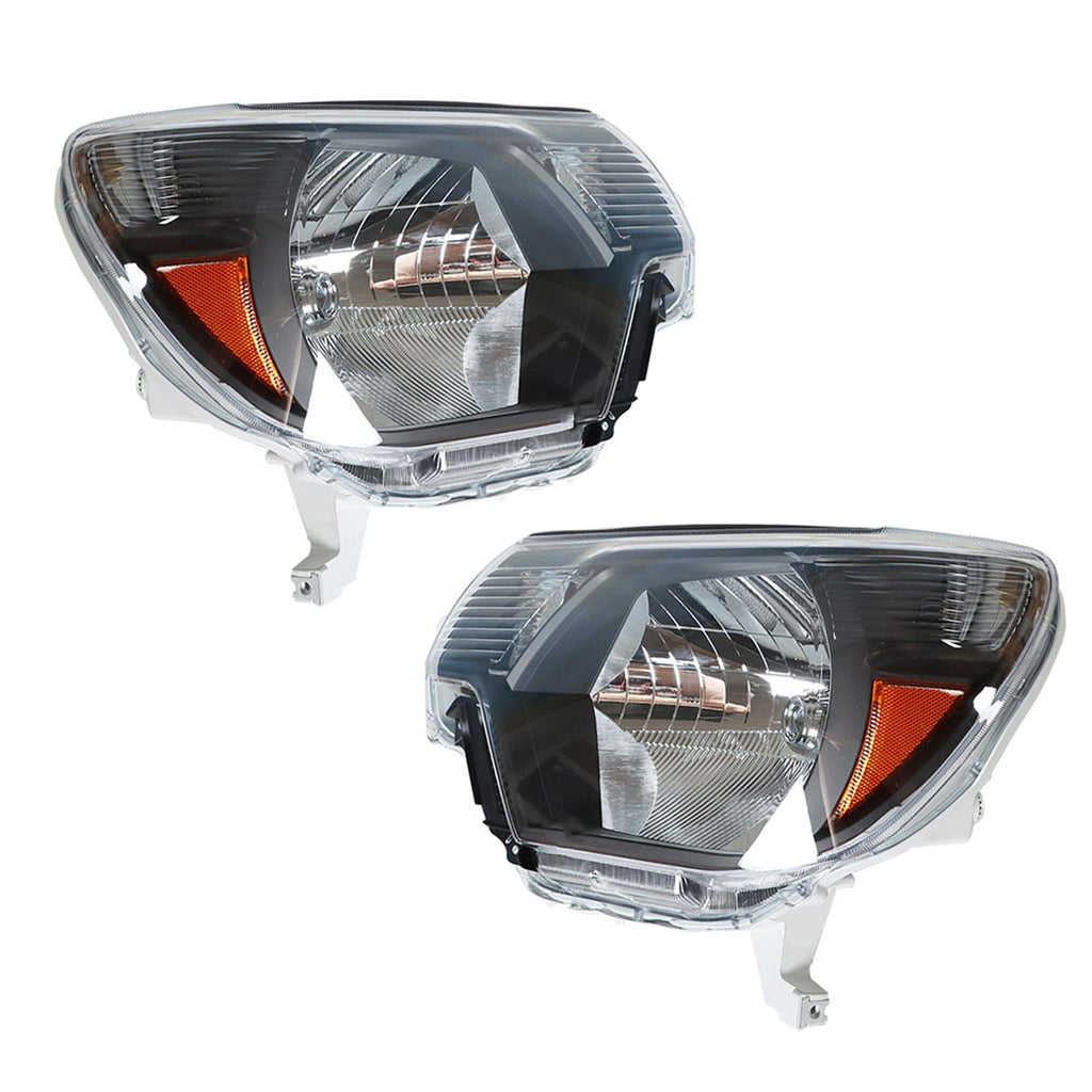 Headlamps For 2012-2015 Toyota Tacoma Pickup Passenger & Driver Black Headlights Lab Work Auto