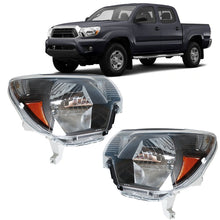 Load image into Gallery viewer, Headlamps For 2012-2015 Toyota Tacoma Pickup Passenger &amp; Driver Black Headlights Lab Work Auto