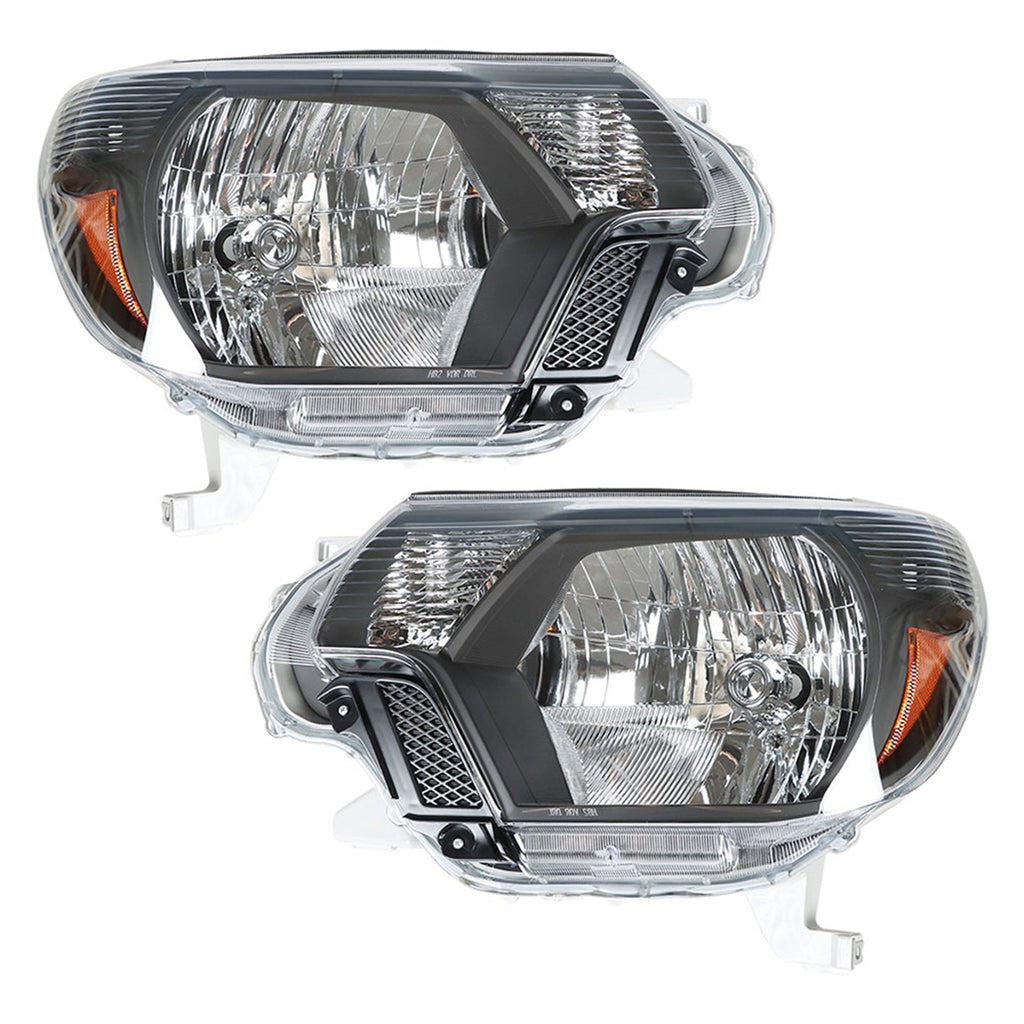 Headlamps For 2012-2015 Toyota Tacoma Pickup Passenger & Driver Black Headlights Lab Work Auto