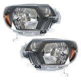 Headlamps For 2012-2015 Toyota Tacoma Pickup Passenger & Driver Black Headlights