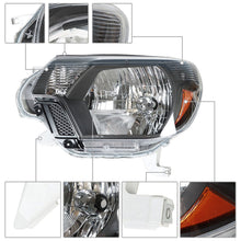 Load image into Gallery viewer, Headlamps For 2012-2015 Toyota Tacoma Pickup Passenger &amp; Driver Black Headlights Lab Work Auto