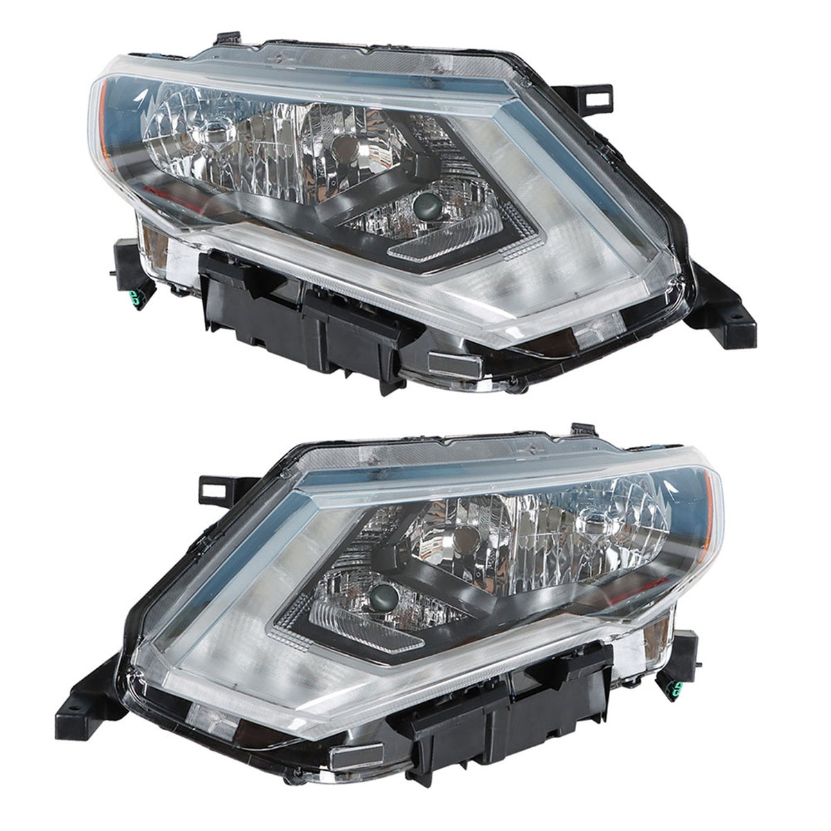 Headlamps For 2017-2019 Nissan Rogue Chrome Halogen Headlights Passenger&Driver Lab Work Auto