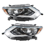 Headlamps For 2017-2019 Nissan Rogue Chrome Halogen Headlights Passenger&Driver