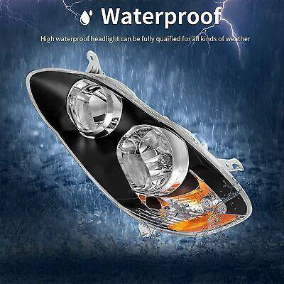 Headlamps Set For 2003 2004-2008 Toyota Corolla Headlights Housing Black Pair Lab Work Auto